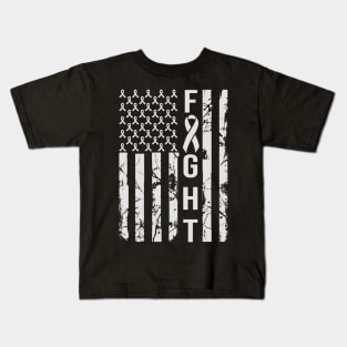 Lung Cancer Awareness American Flag Kids T-Shirt